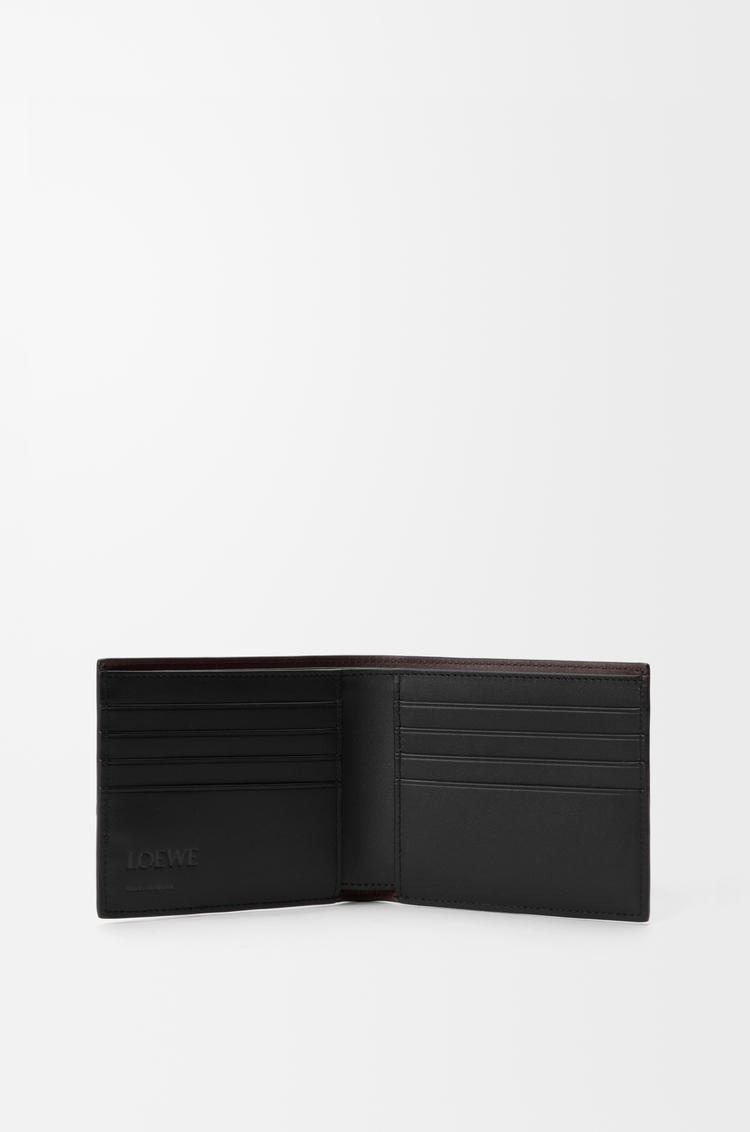 LOEWE 柔軟粒面小牛皮和麂皮 Switch 雙摺皮夾 黑色/濃縮咖啡色