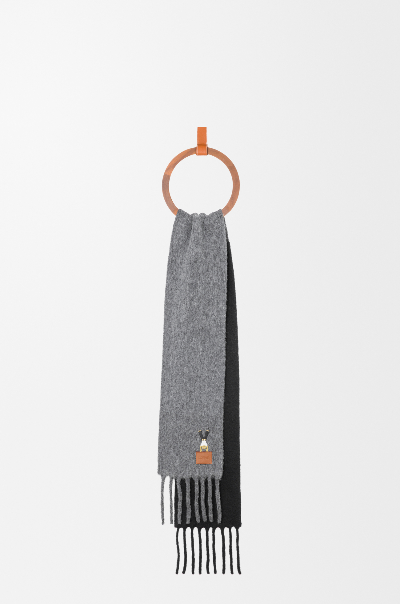 LOEWE Scarf in alpaca and wool blend Dark Grey/Black