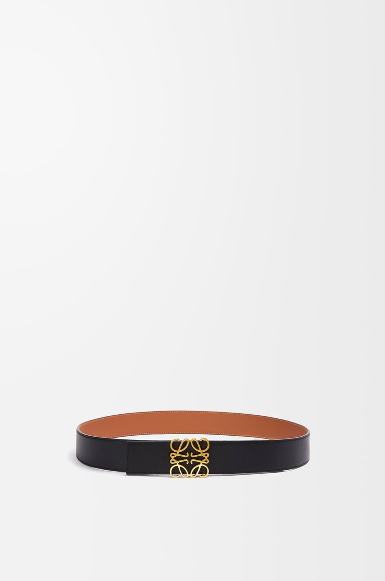LOEWE リバーシブル アナグラムベルト（スムースカーフ） タン/ブラック/ゴールド