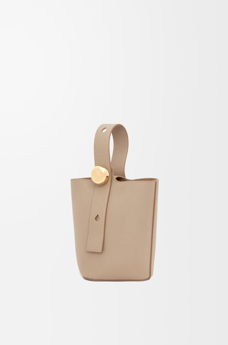 LOEWE Mini Pebble Bucket bag in soft grained calfskin Sand