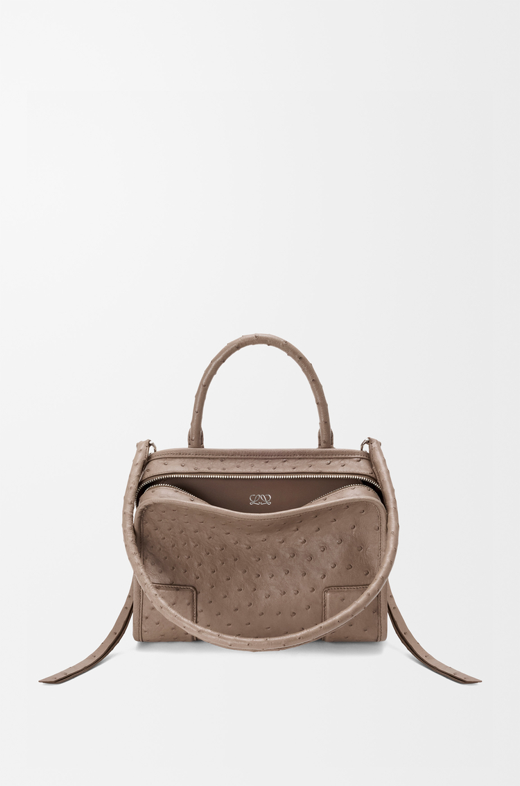 LOEWE Petit sac Amazona 180 en cuir d'autruche Taupe Foncé