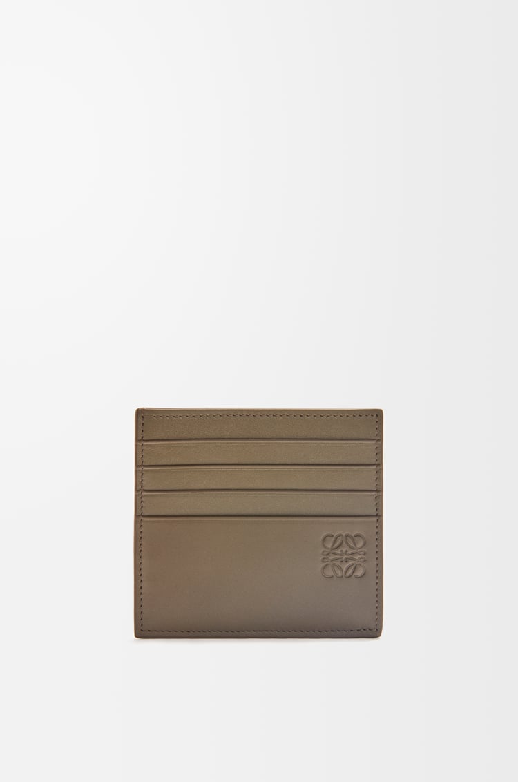LOEWE Open plain cardholder in shiny calfskin Dark Khaki Green/Khaki Green