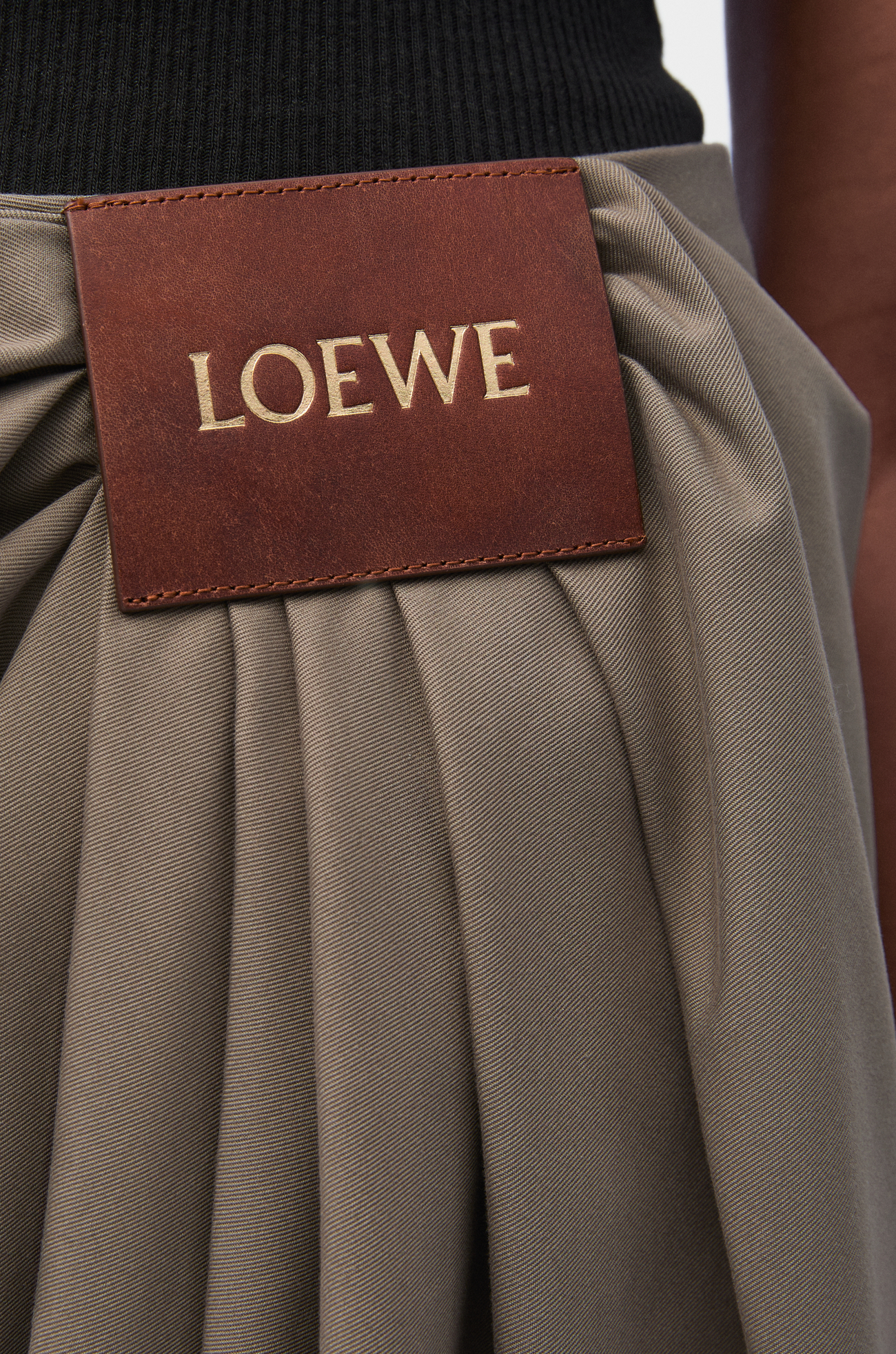 LOEWE Draped skirt in cotton and silk Khaki Brown plp_rd