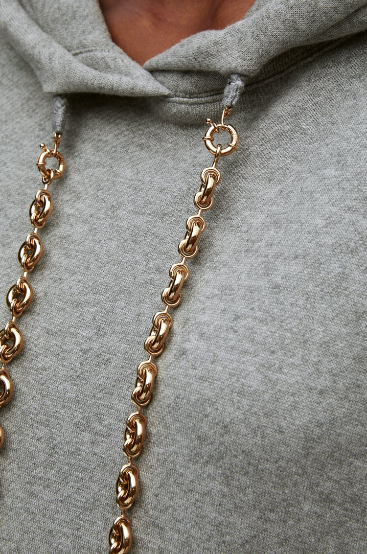 LOEWE Sudadera con capucha y cadena en algodón y cashmere Gris Plomo