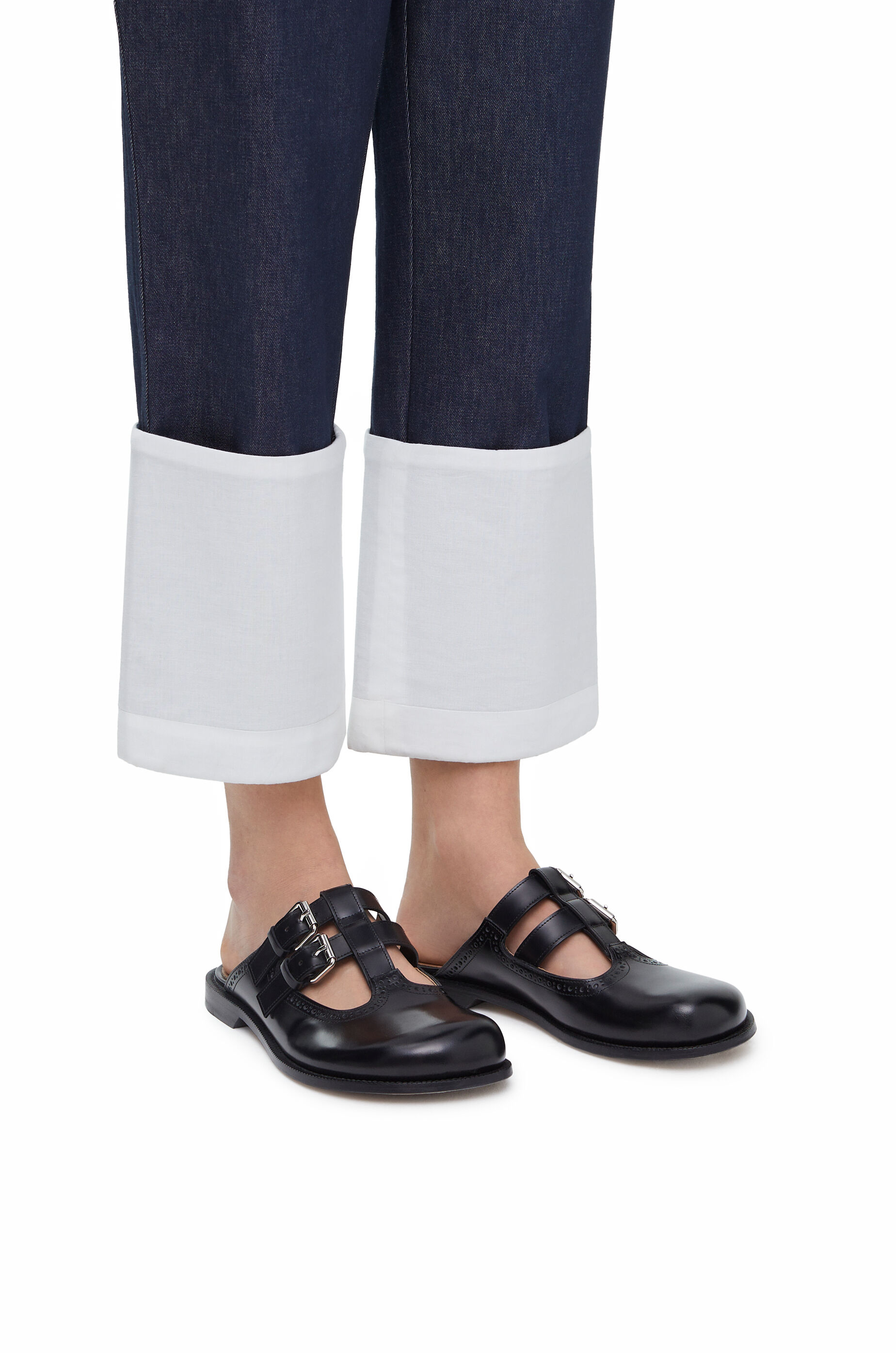 Loewe Campo Leather Mary Jane Mules Black