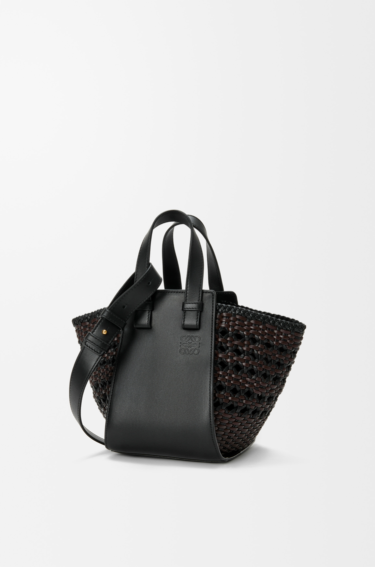 LOEWE 컴팩트 해먹 백 - 스무스 카프스킨 & 우븐 나파 카프스킨 블랙/브라운