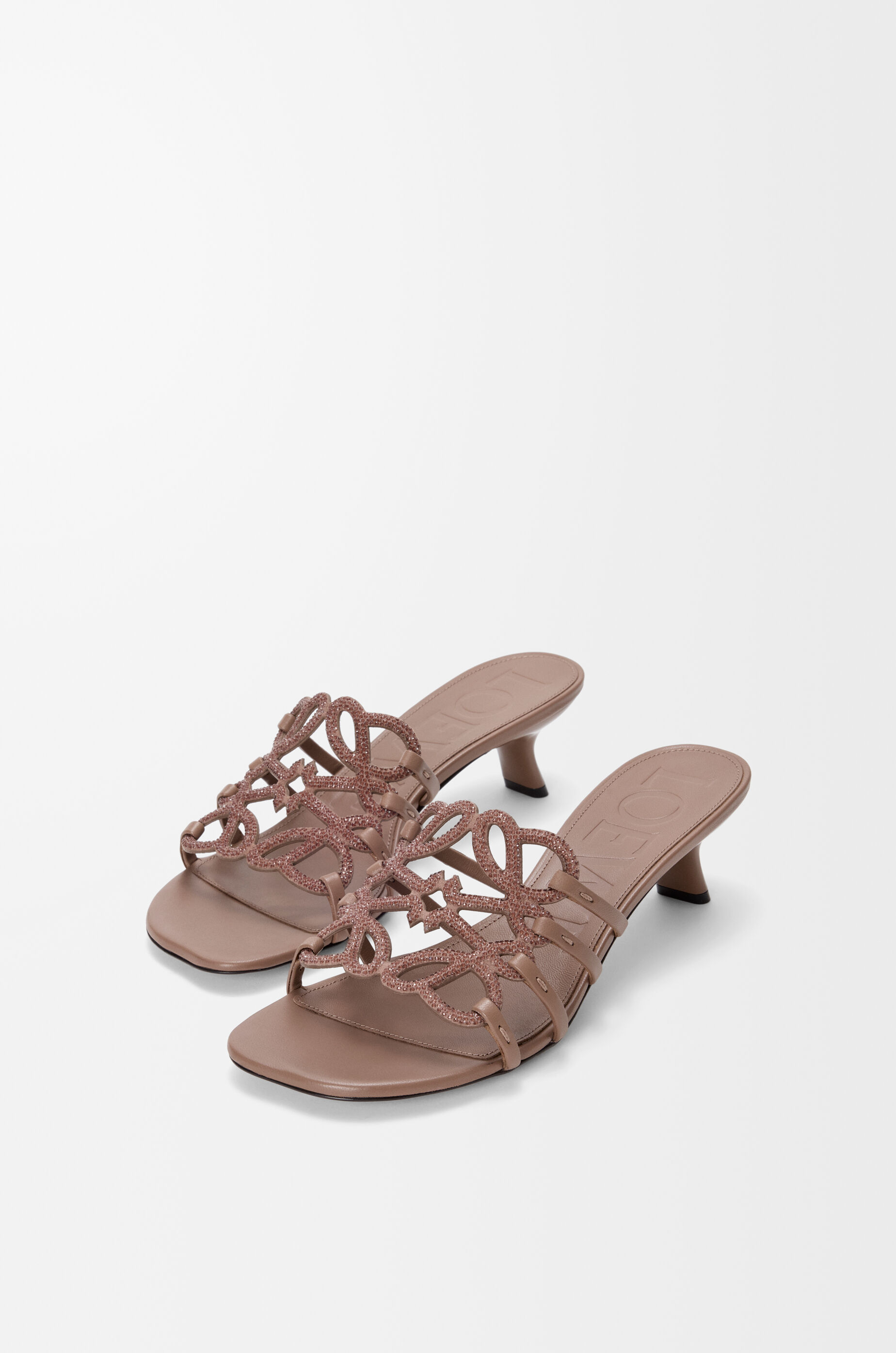 ペタル アナグラム スライド（ラインストーンスエード） ブラウン