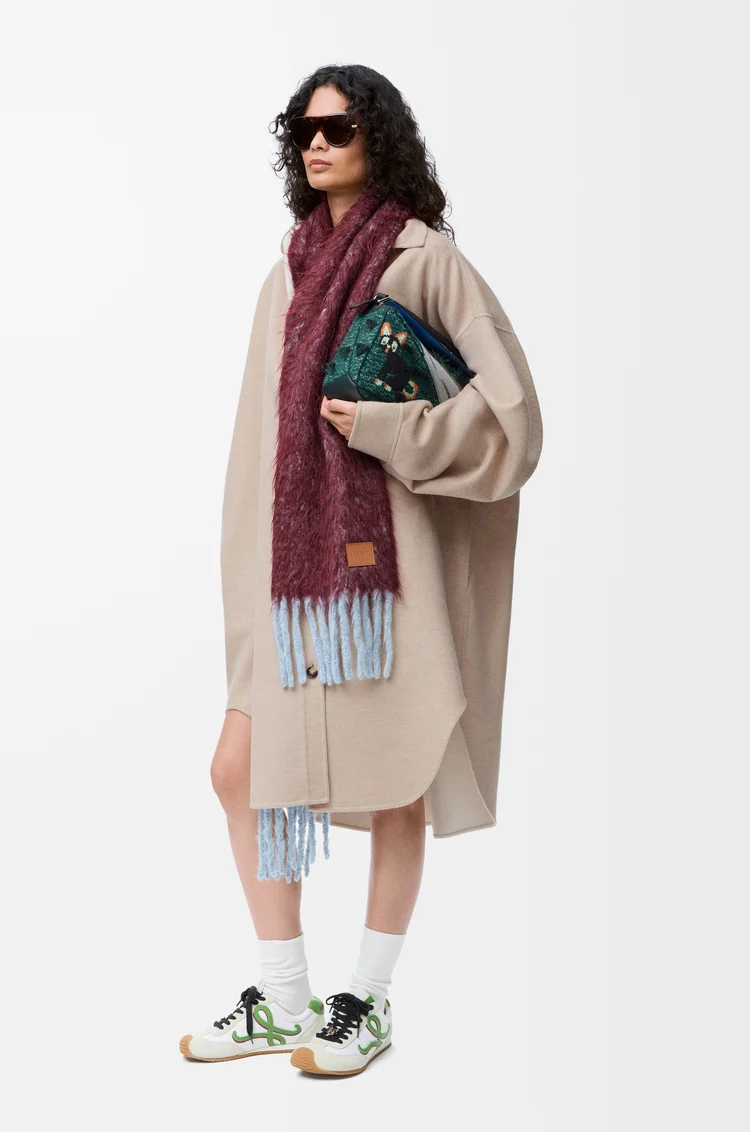 LOEWE Coat in wool and cashmere Sandstone/White