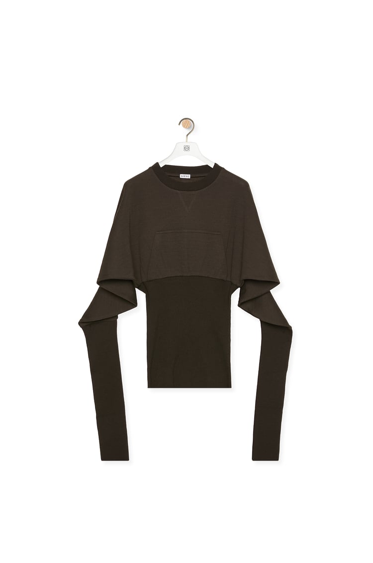 LOEWE Sweatshirt in wool and cashmere Brown Melange/Coffee