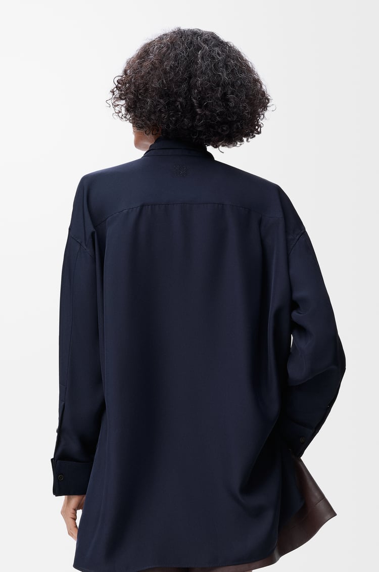LOEWE スカーフ シャツ（シルク） ネイビーブルー