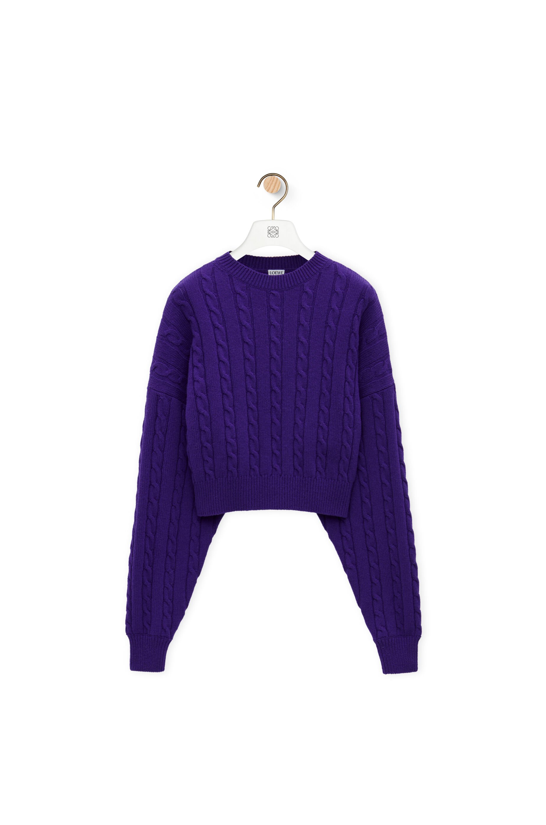 Loewe Wool Cable Knit Sweater Purple L
