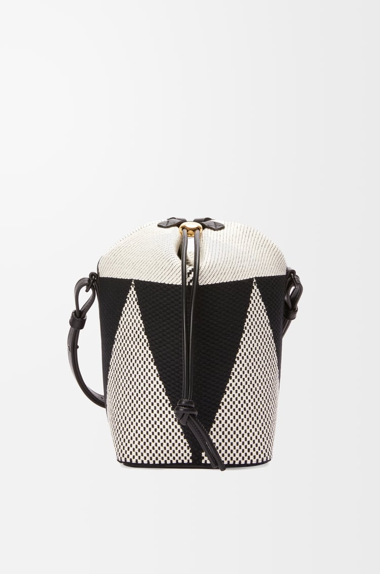 LOEWE Bolso Treasure Bako pequeño en jacquard de lona y piel de ternera Natural/Negro