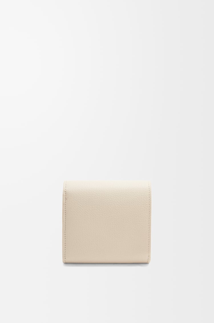 LOEWE Anagram compact flap wallet in pebble grained calfskin Light Ghost