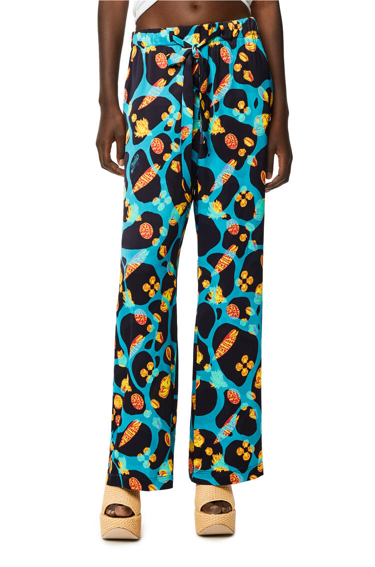 LOEWE Shell print trousers in viscose Black/Turquoise pdp_rd