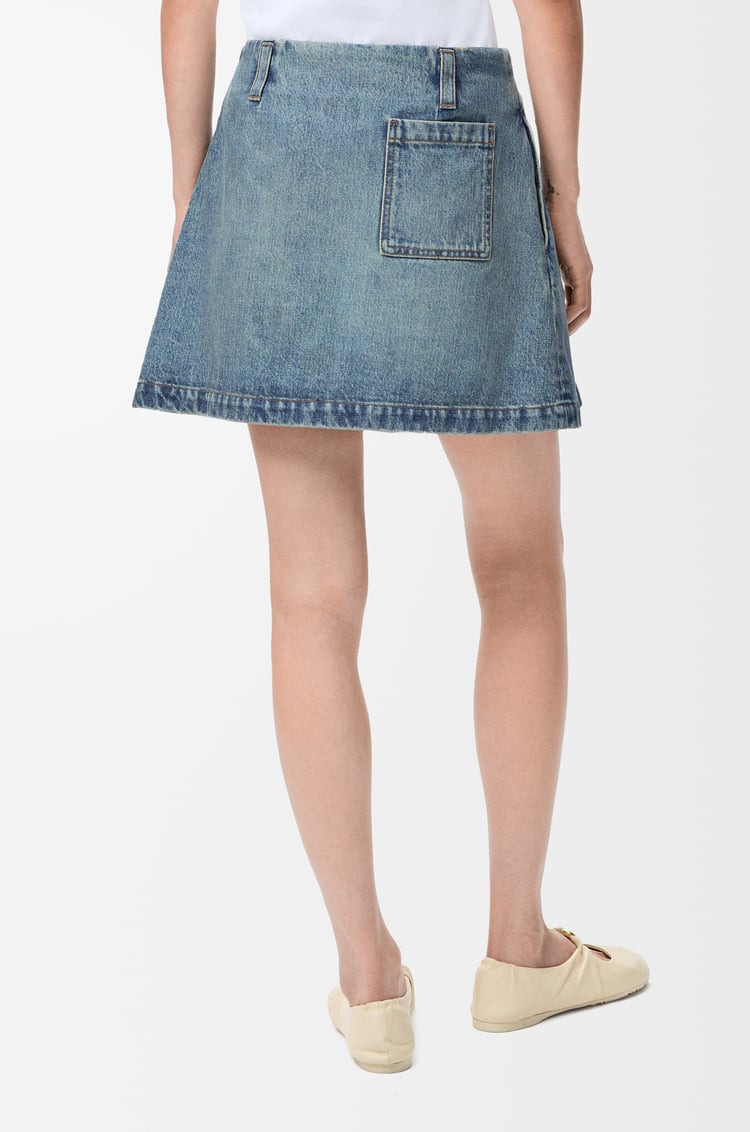 LOEWE Mini skirt in denim Washed Denim