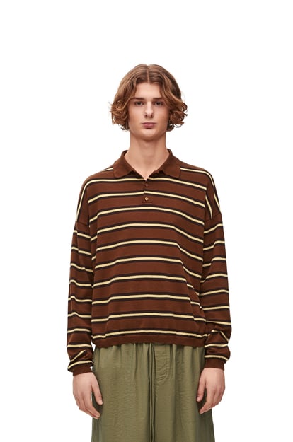 LOEWE Polo sweater in cotton 米色/棕色 plp_rd
