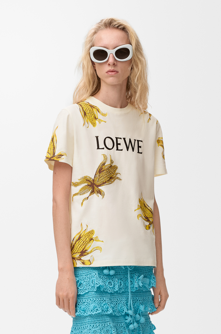 LOEWE 棉质装饰 T 恤 亚麻原色