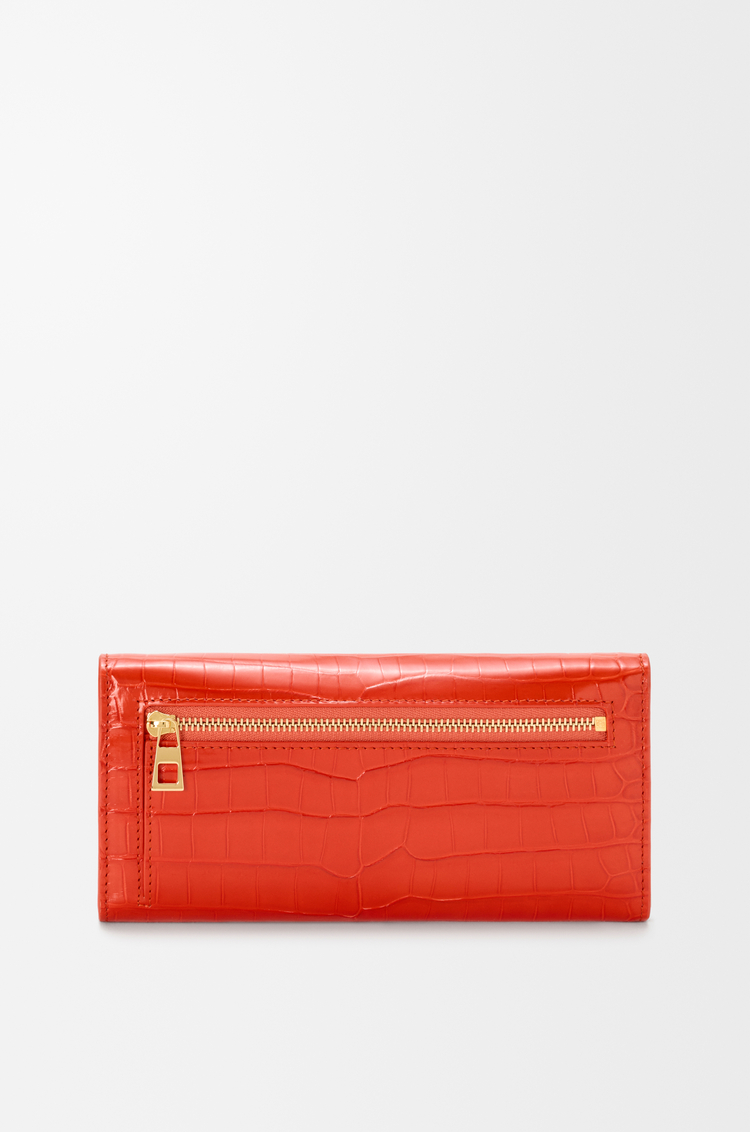 LOEWE Portafoglio Anagram con catena in pelle di coccodrillo lucida Sunrise Orange