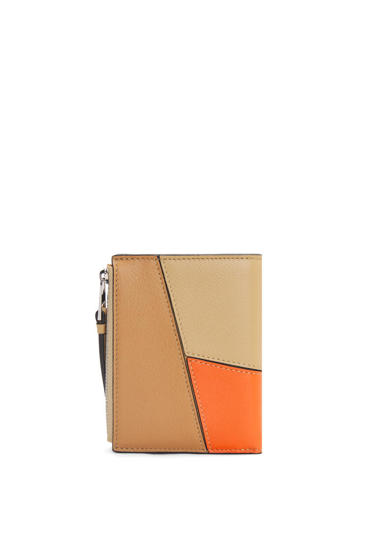 LOEWE Puzzle compact wallet in classic calfskin Warm Desert/Orange