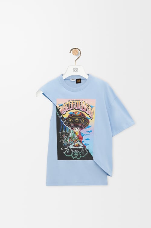 LOEWE Draped top in cotton Sky Blue/Multicolor
