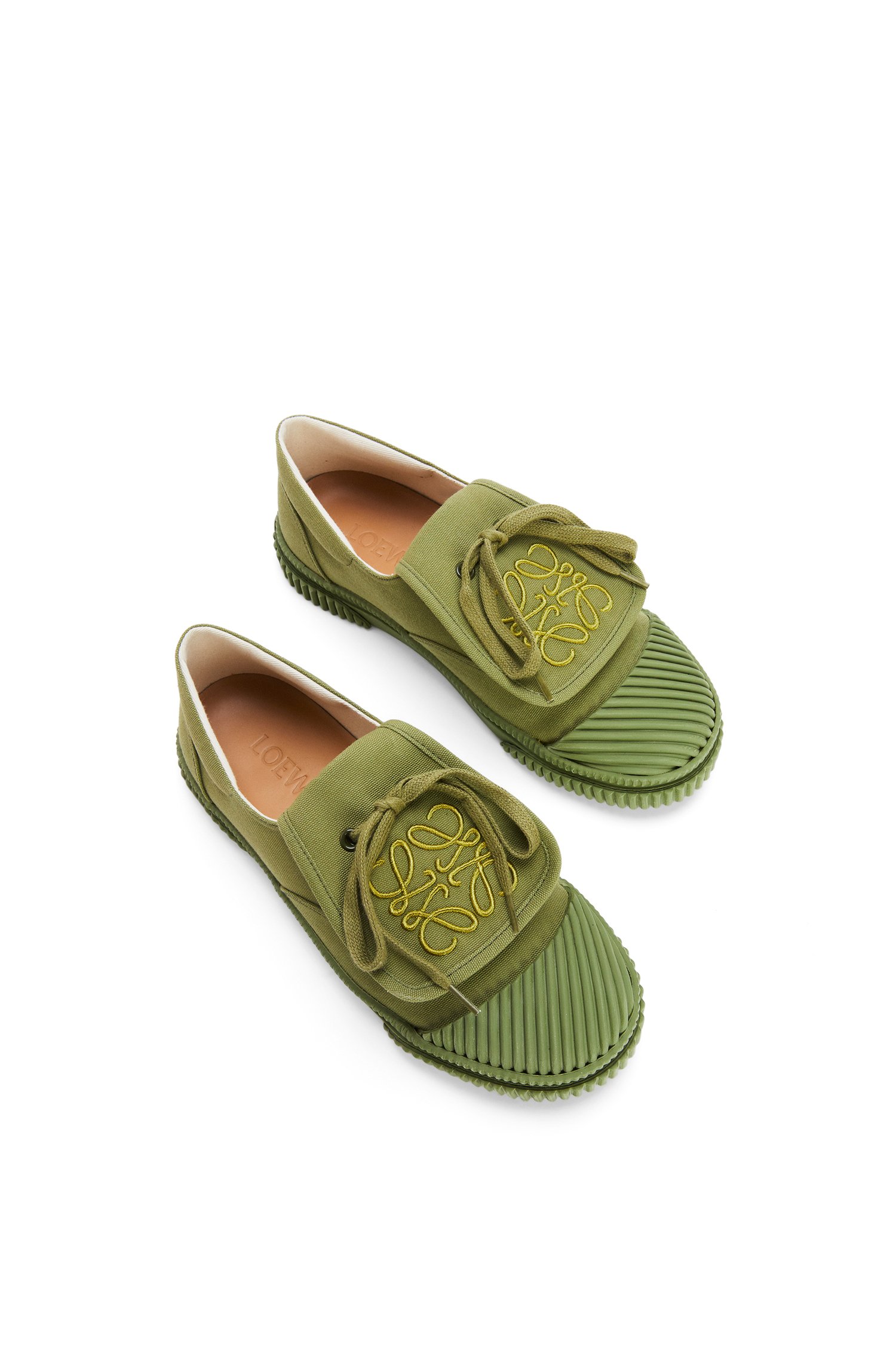Anagram flap sneaker in canvas Khaki Green - LOEWE