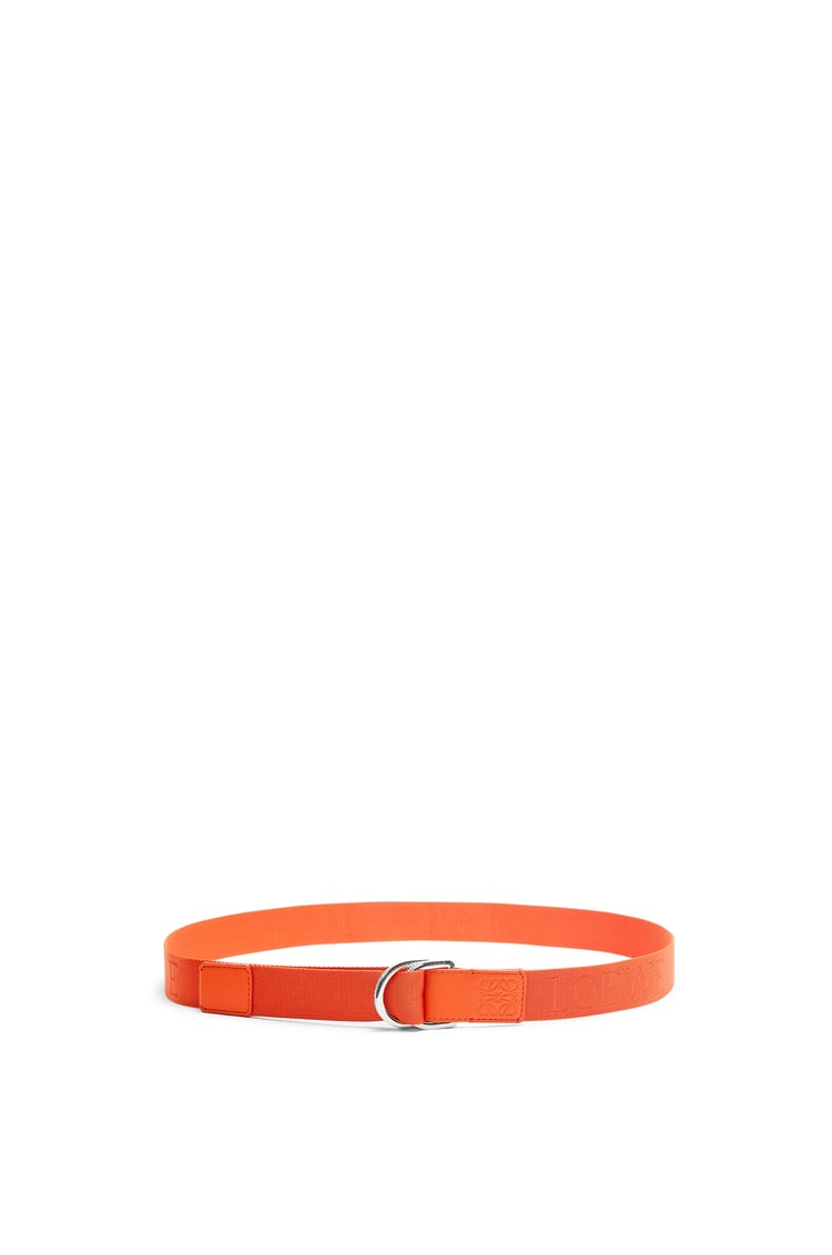 LOEWE D-ring webbing belt in nylon and calfskin Orange/Palladium