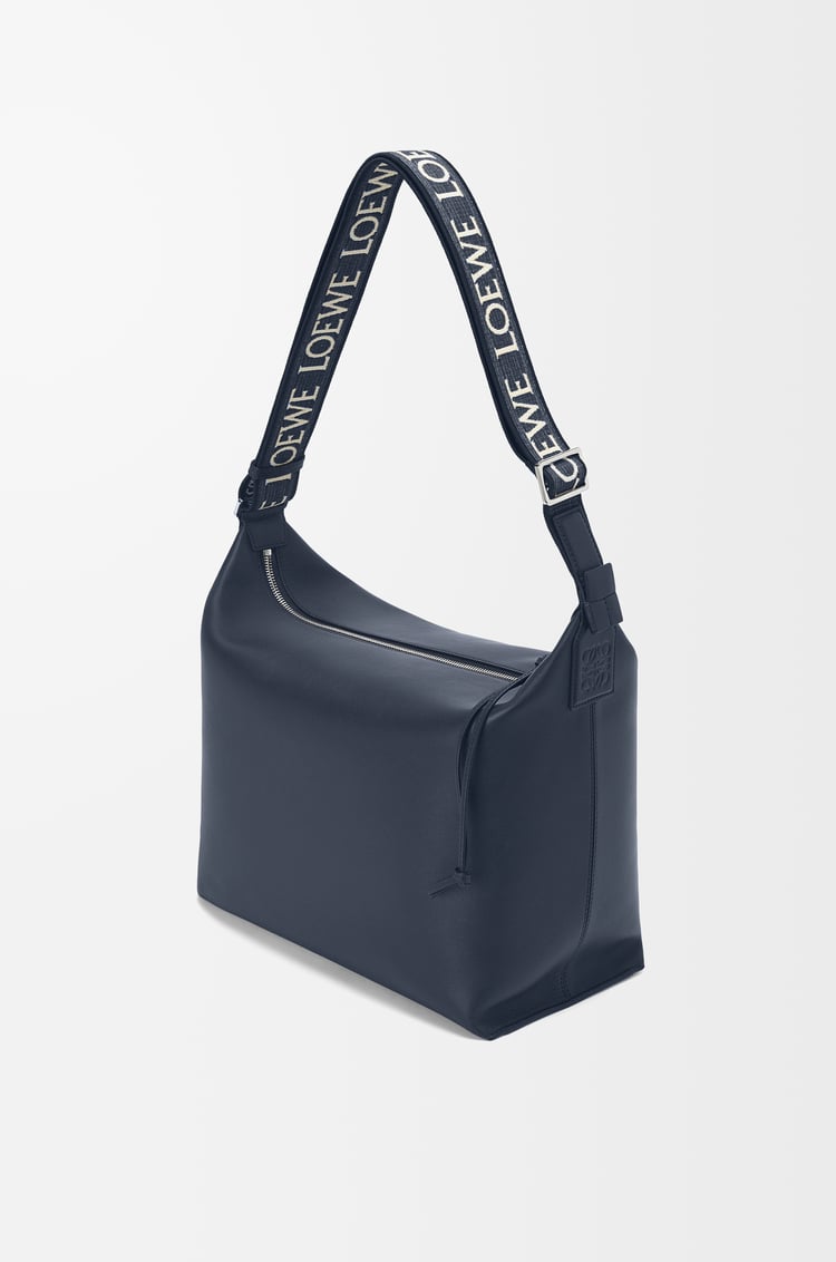 LOEWE Cubi Crossbody bag in supple smooth calfskin and jacquard Deep Navy