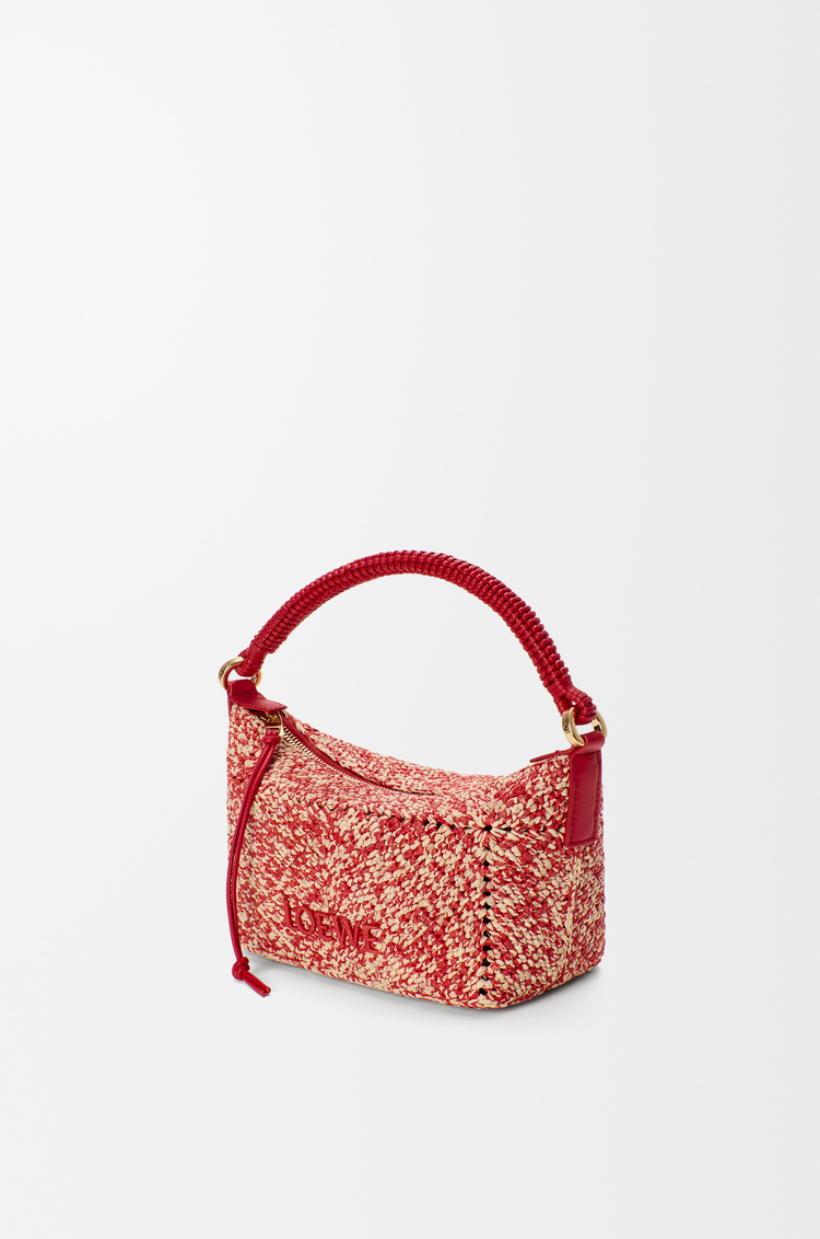 LOEWE Cala mini bag in melange raffia Red