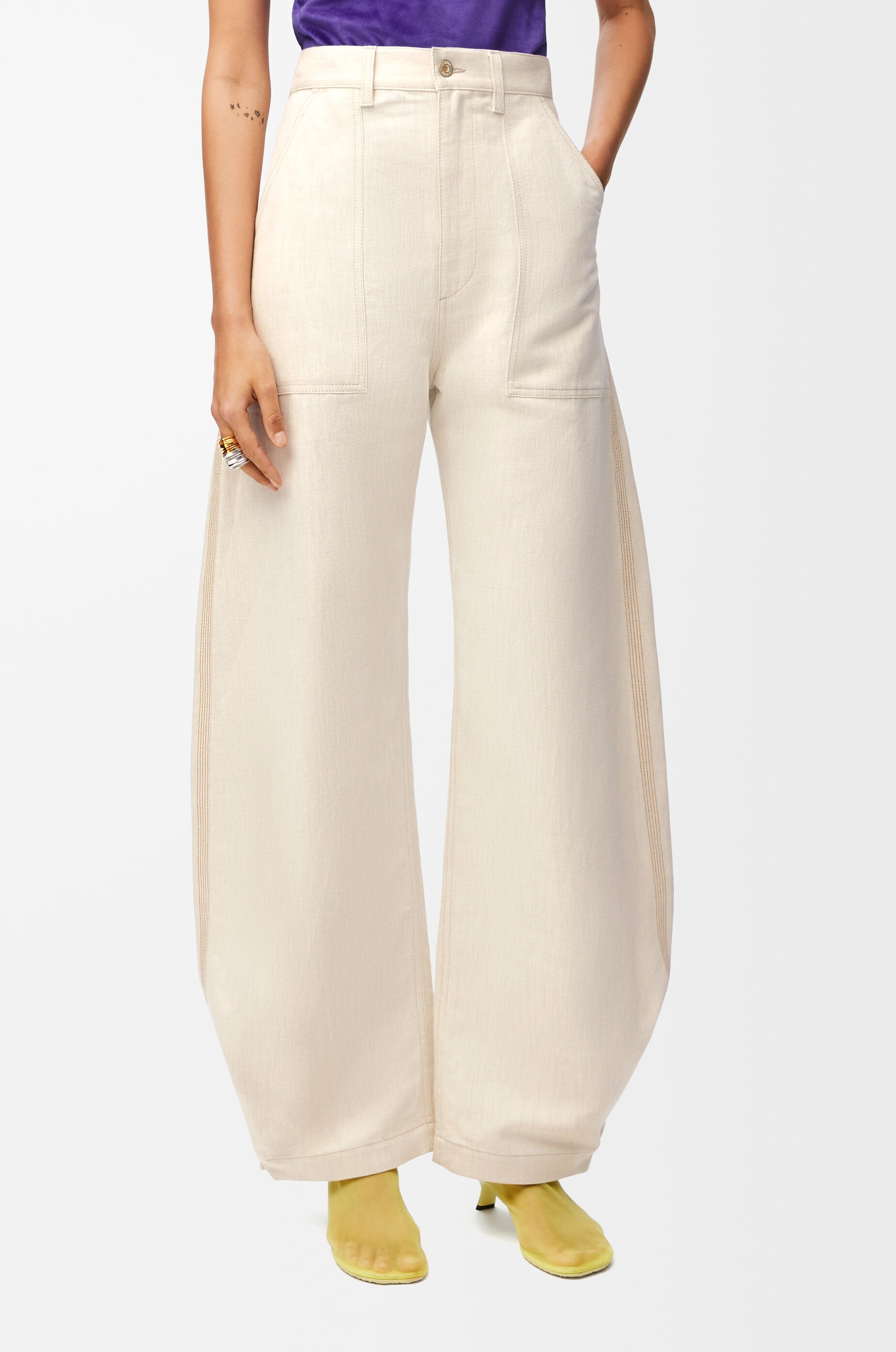Balloon trousers in cotton and linen Beige - LOEWE