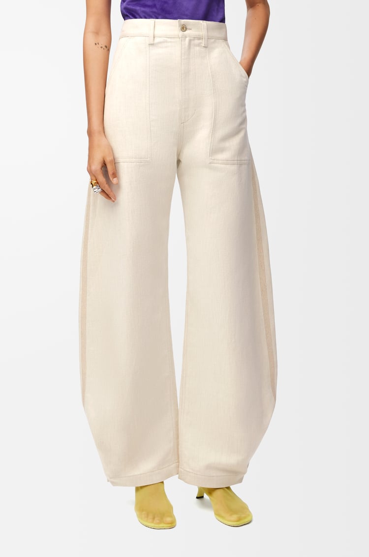 LOEWE Balloon trousers in cotton and linen Ecru