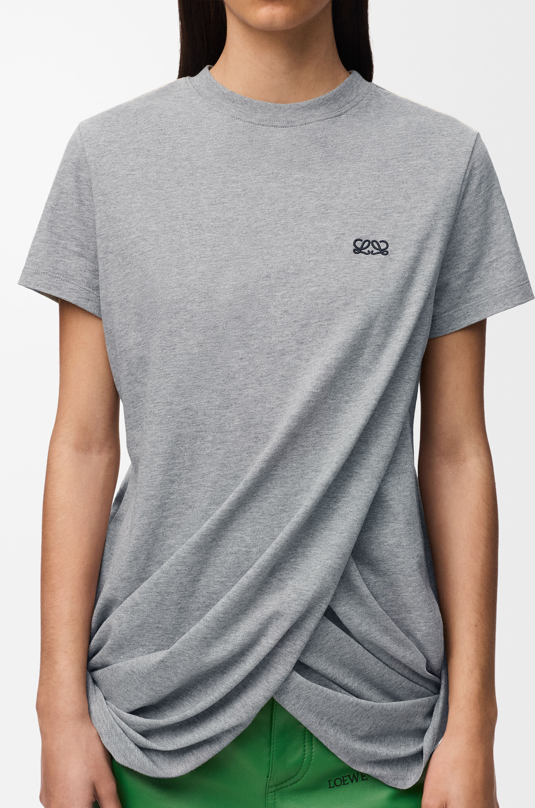 Draped T-shirt in cotton Grey - LOEWE USA Official Website