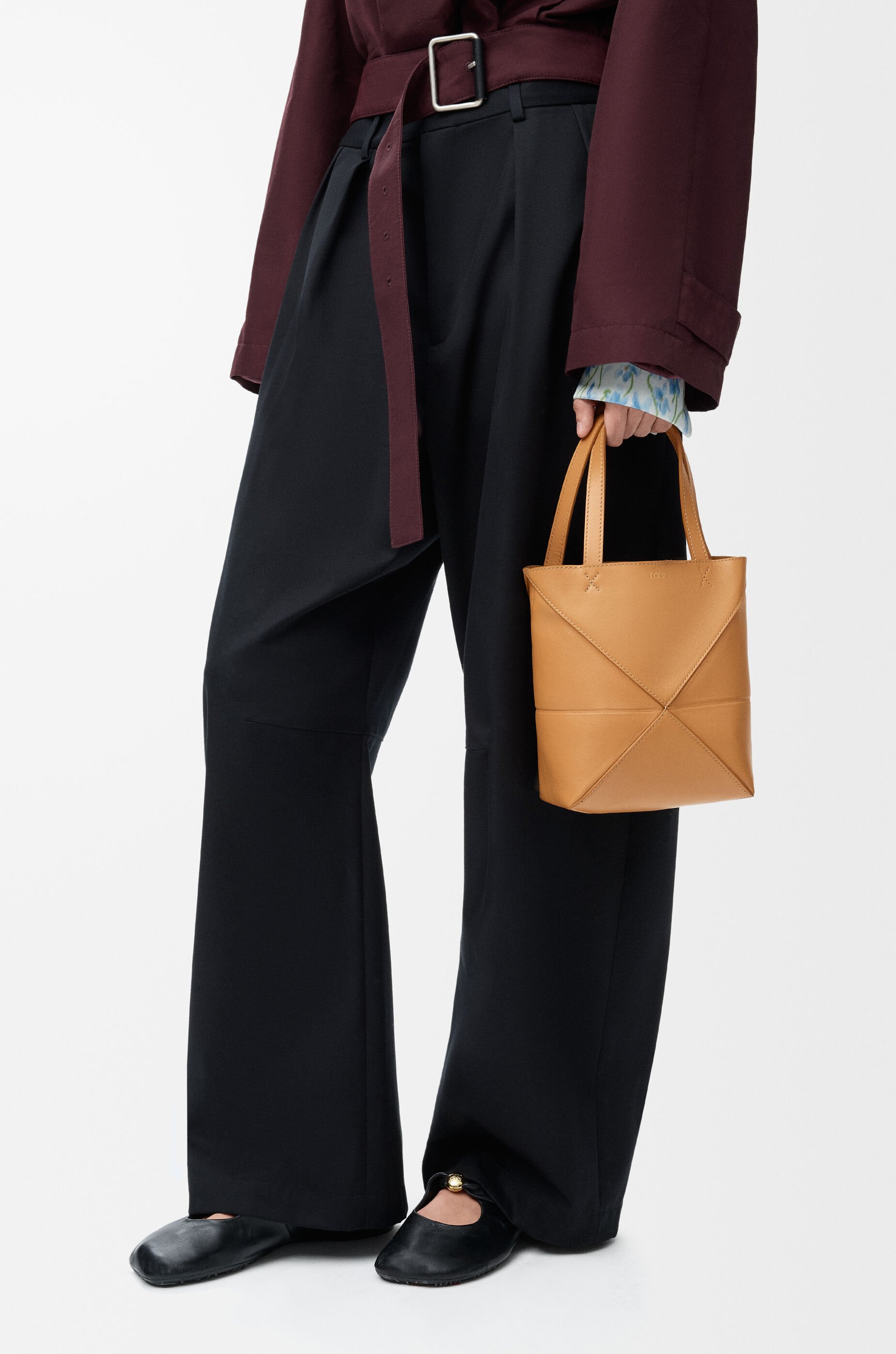 LOEWE パズルフォルドトートミニ　シャイニーカーフ パズルフォルドトート ミニ（シャイニーカーフ） ベージュ - LOEWE