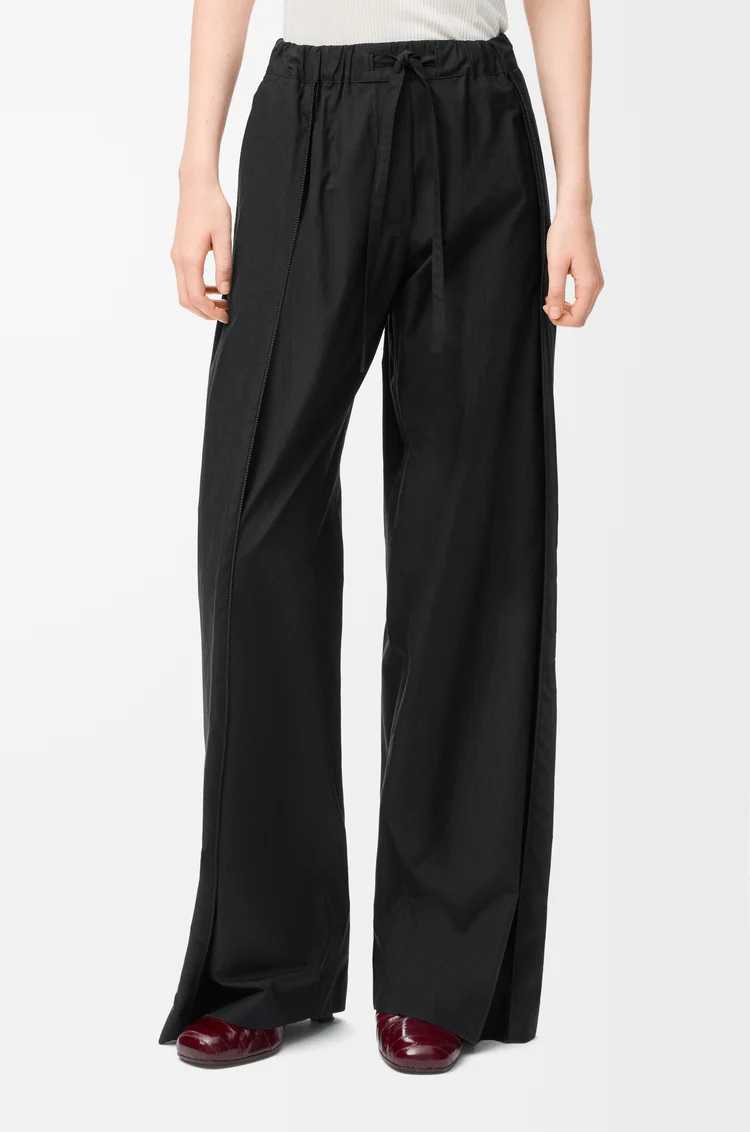 LOEWE Pyjamahose aus Seide und Baumwolle Schwarz