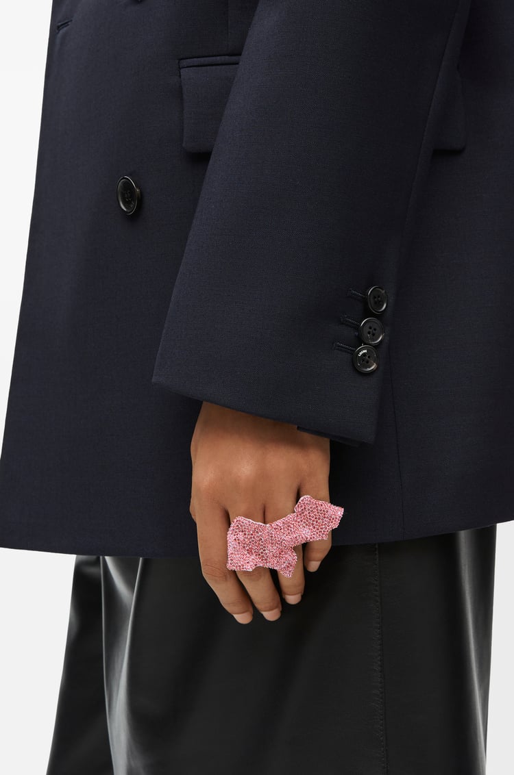 LOEWE Glitter Fragment large ring in sterling silver and crystals  Silver/Rose Peach