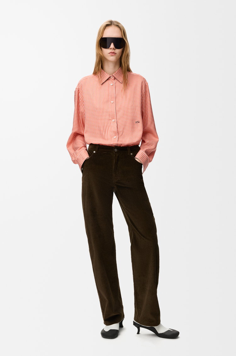 LOEWE Camisa en seda Naranja/Blanco