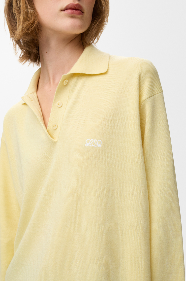 LOEWE Polopullover aus einer Kaschmir- und Seiden-Mischung Hellgelb