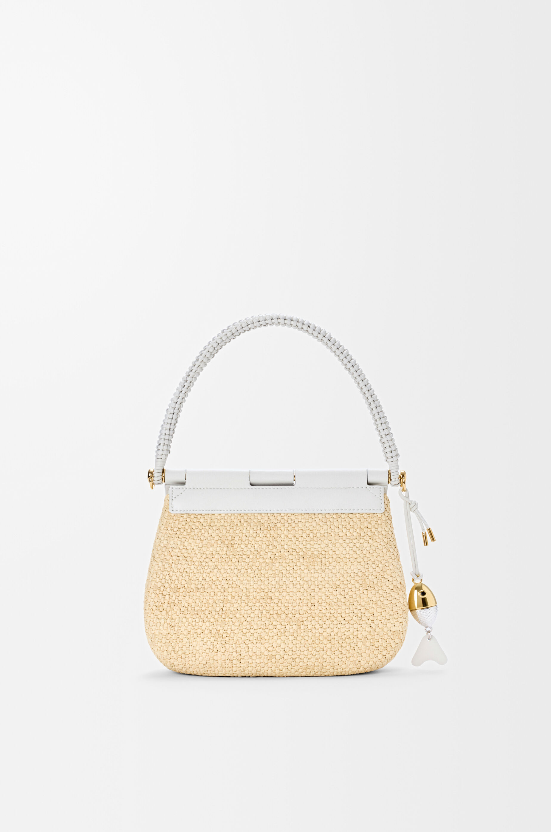 Medium Pescador bag in raffia and calfskin Beige - LOEWE USA