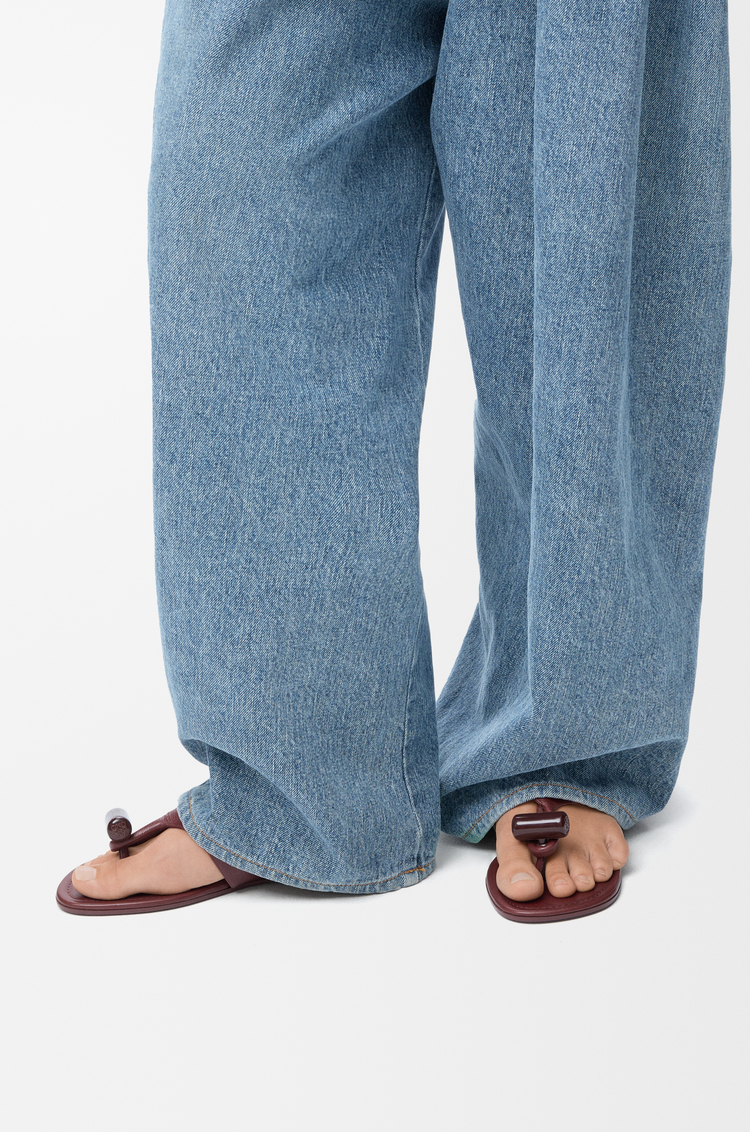 LOEWE Toggle flat sandal in shiny smoot calfskin Burnt Red