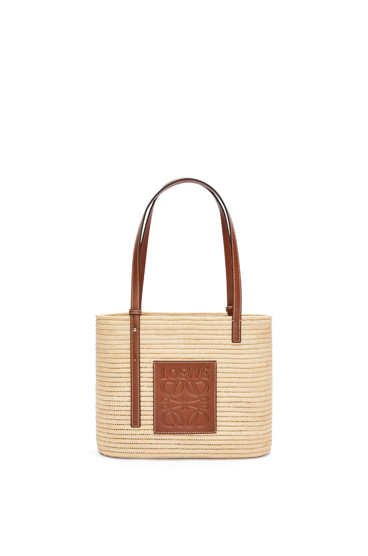Large basket bag in palm leaf and calfskin Clearance