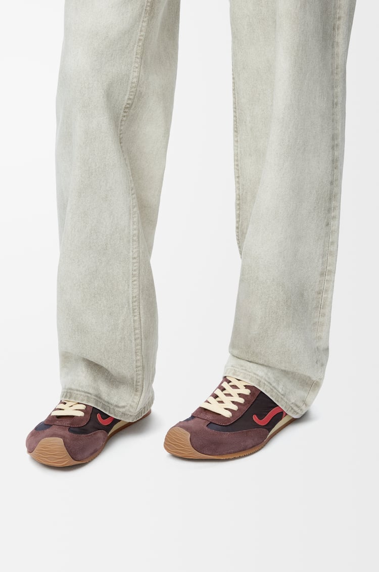 LOEWE Sneakers Ballet Runner 2.0 en nylon et cuir de veau Chocolat/Corail/Jaune