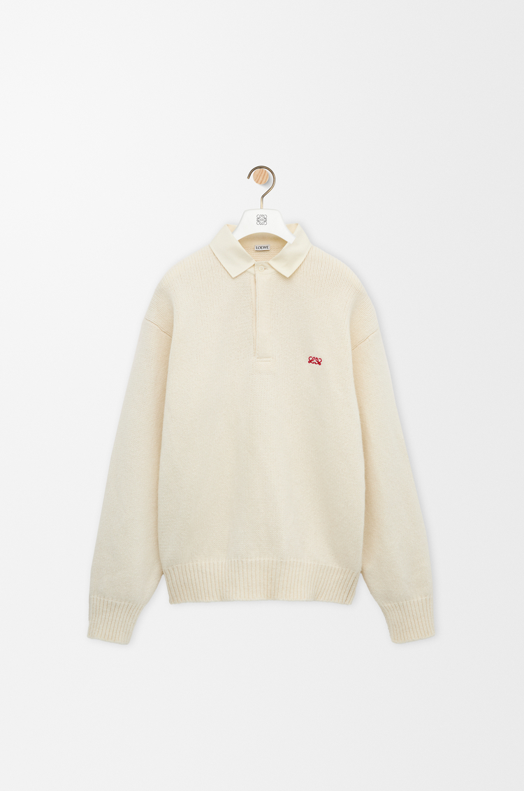 LOEWE Polo sweater in wool Ecru