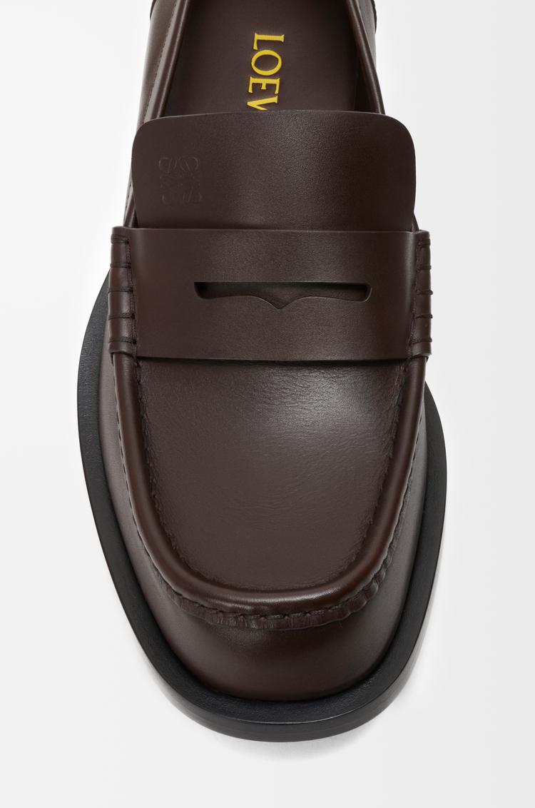 LOEWE Mocasín Bobine en piel de ternera brillante Marrón Oscuro