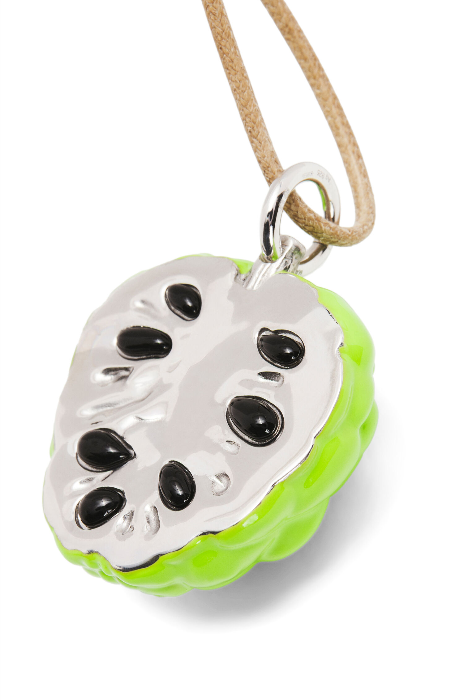 Custard apple pendant necklace in sterling silver and enamel Silver LOEWE