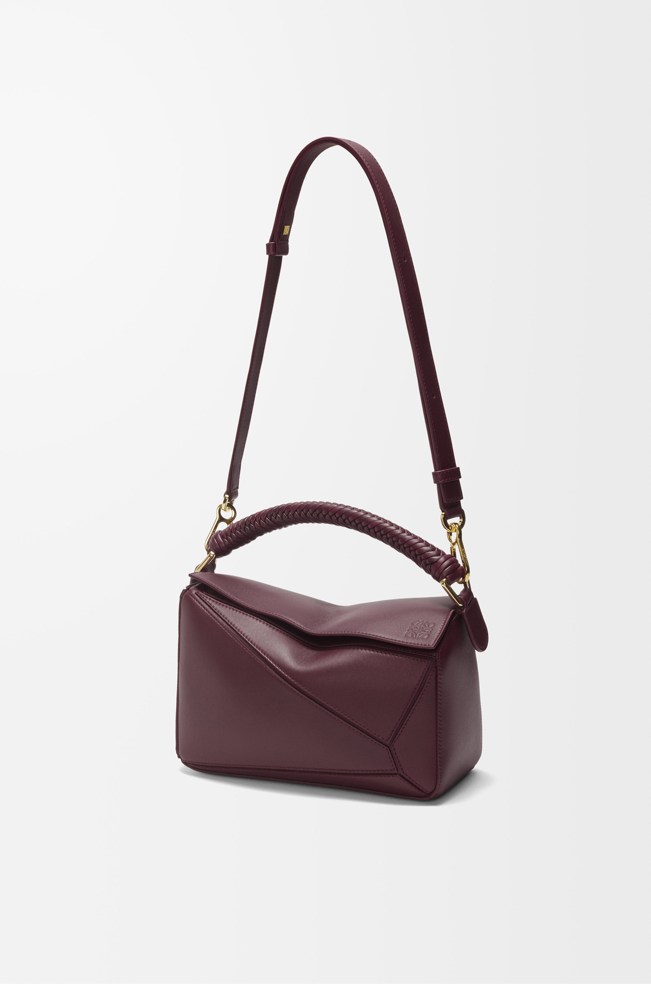 LOEWE Bolso Puzzle pequeño en piel de ternera Burdeos Oscuro