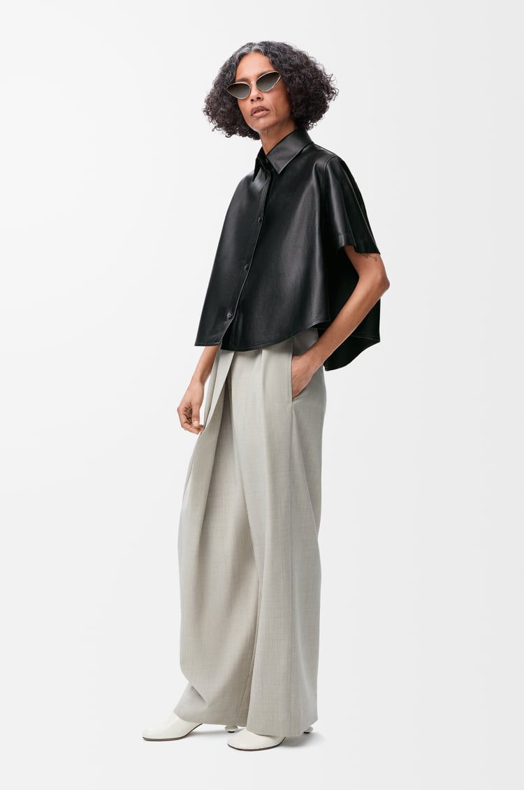 LOEWE Short sleeve trapeze shirt in nappa lambskin Black