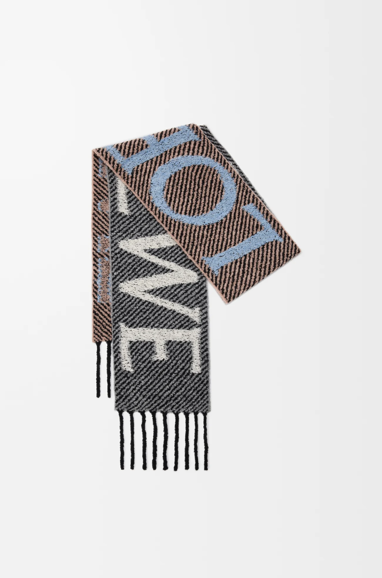 LOEWE Scarf in alpaca and wool blend Light Blue/White