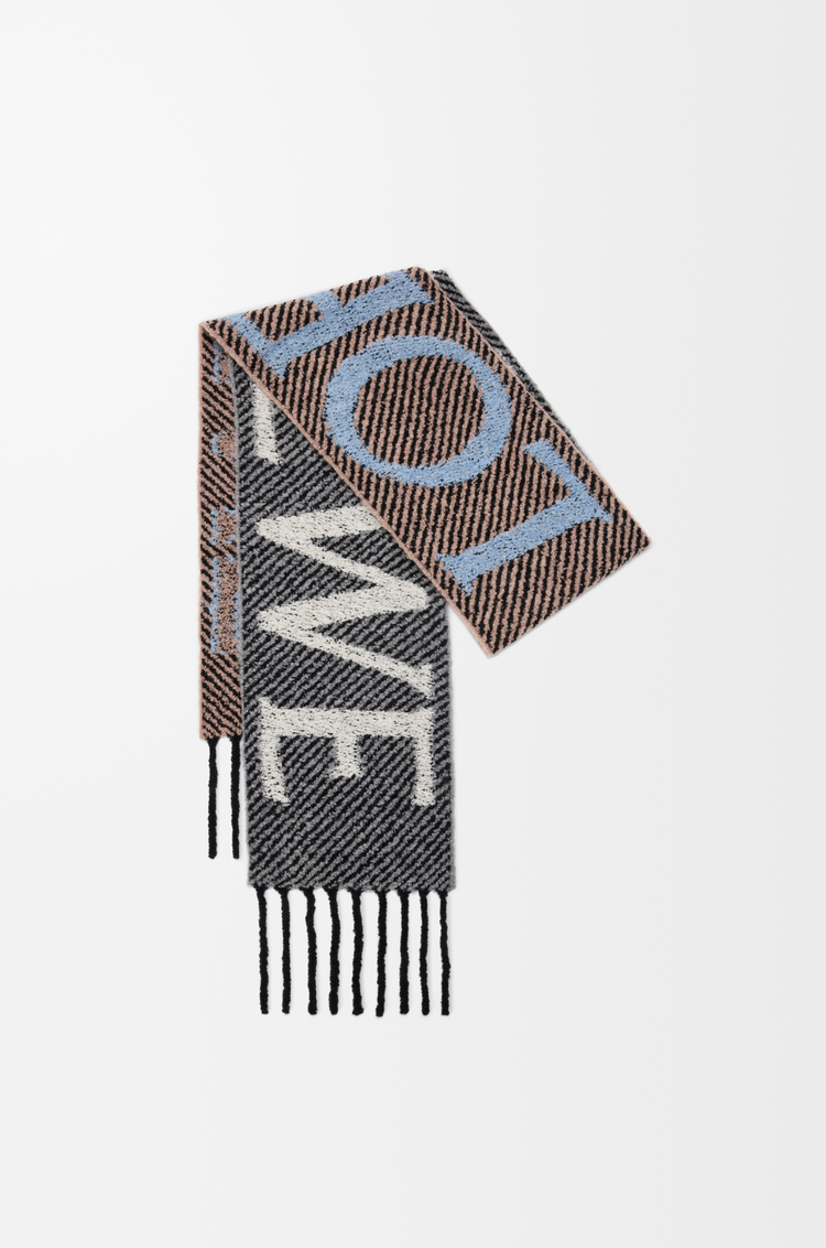 LOEWE Bufanda en mezcla de alpaca y lana Azul Claro/Blanco