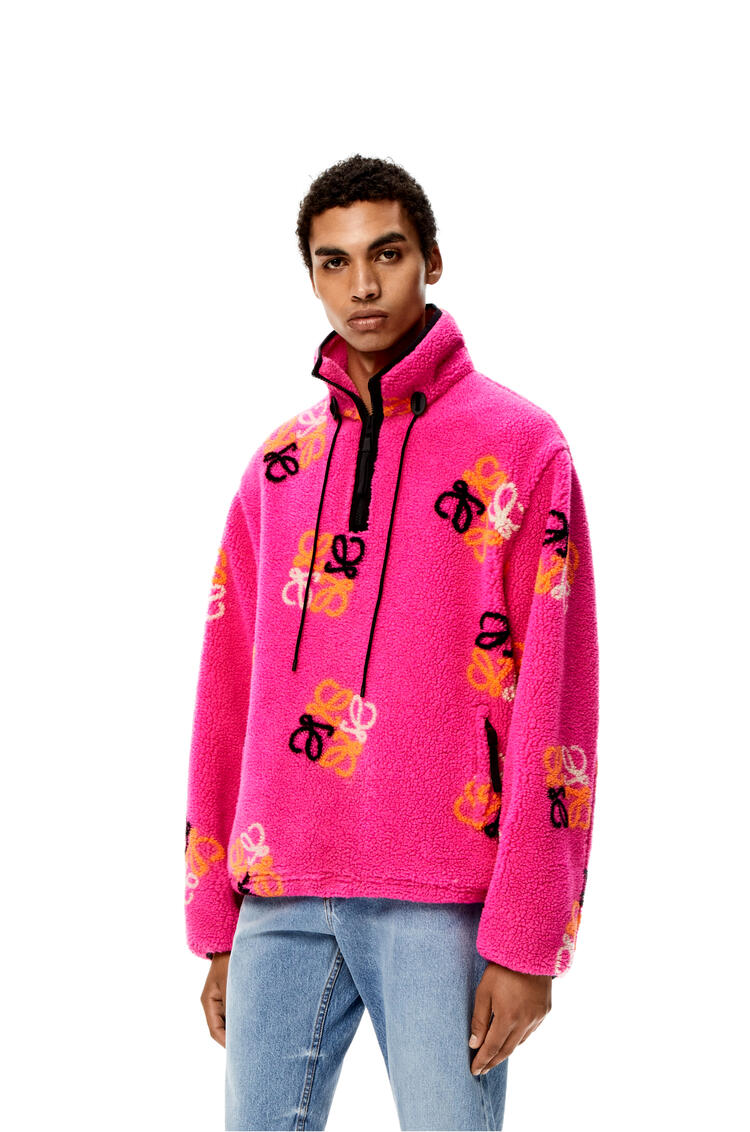 LOEWE Pullover in Anagram jacquard fleece Fluo Pink