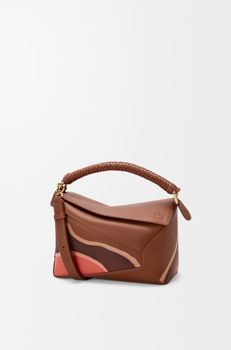 LOEWE パズルエッジ バッグ スモール（ナパカーフ） ピーカン/パロットピンク