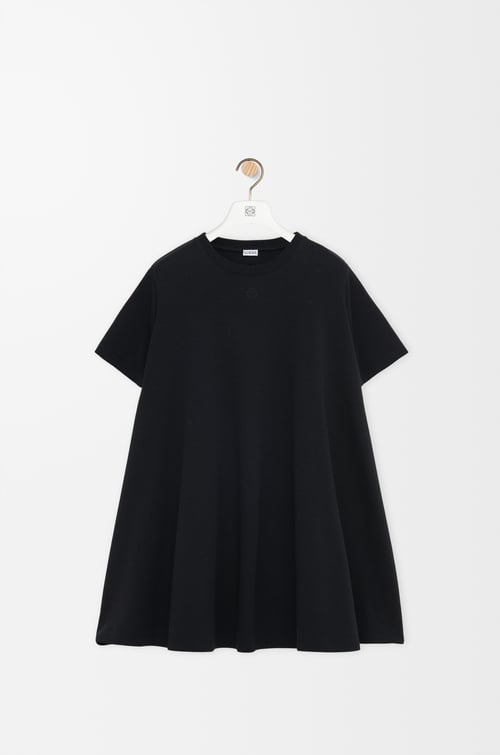 LOEWE Vestido trapecio en mezcla de algodón Negro